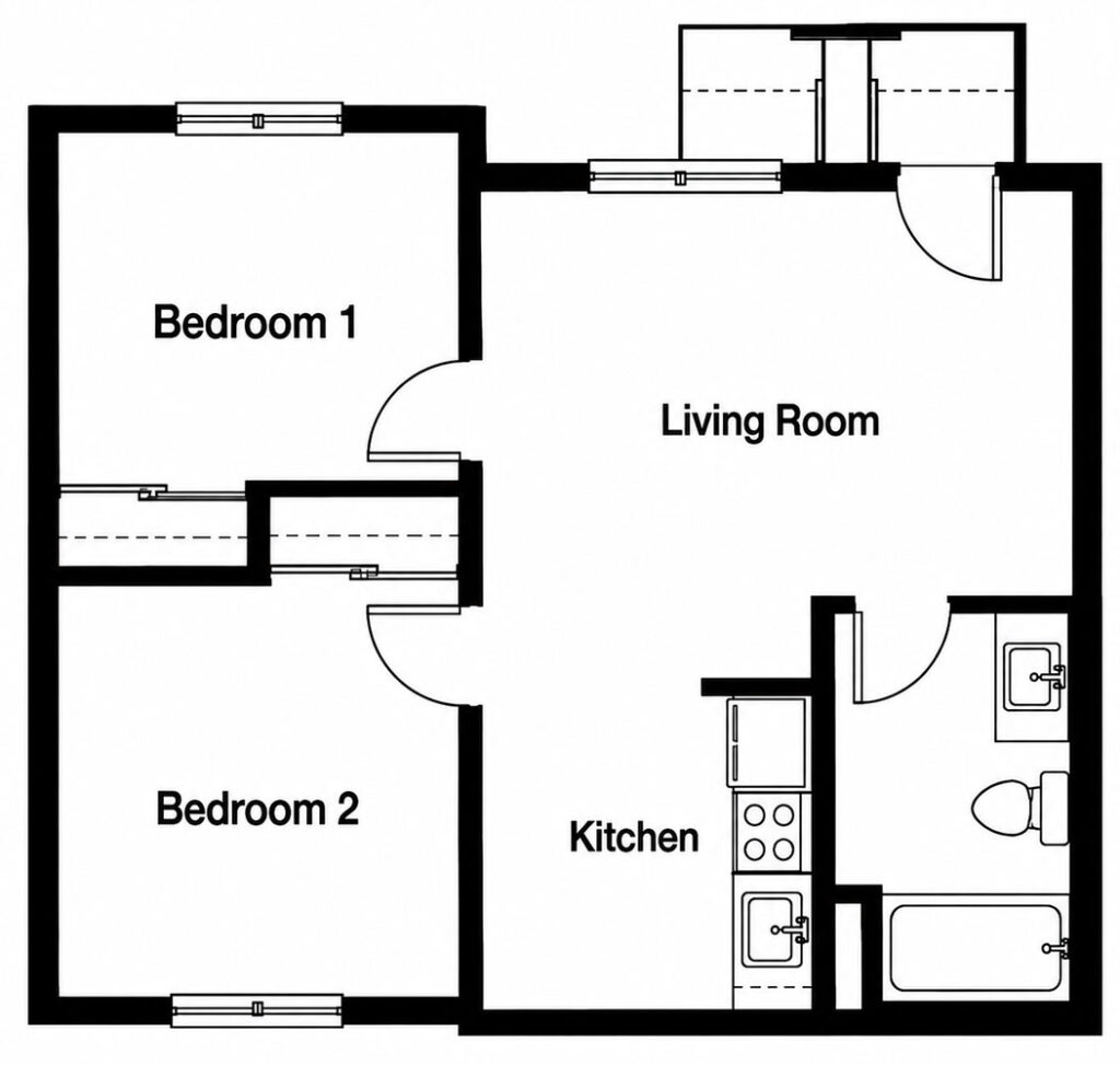 Flores Apts Two Bedroom Floor Plan
