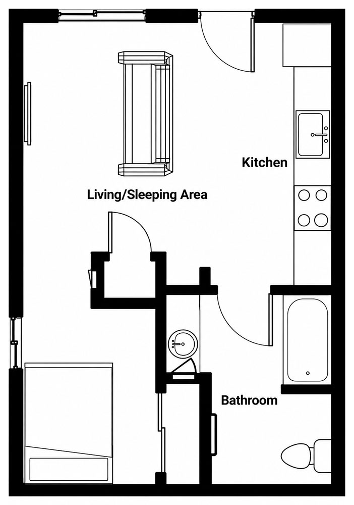 Benson Studio Apartment Floor Plan