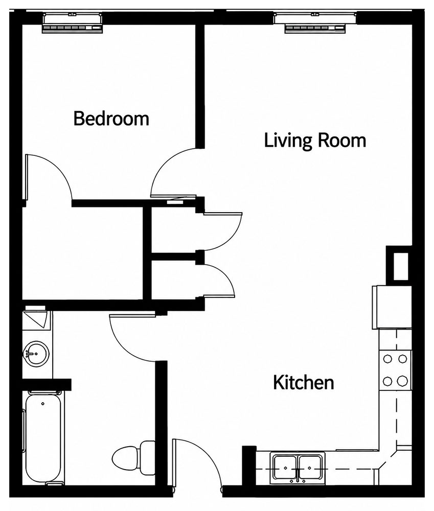 Cascade One Bedroom Apartment Floor Plan